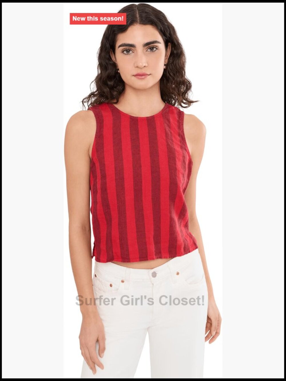 Madewell Linen Tie-Back Sleeveless Top, Crew Neck, Lightweight Shell